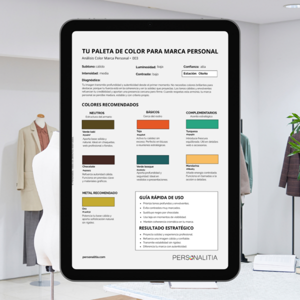 Informe Profesional de Colorimetría para Marca Personal (24h)